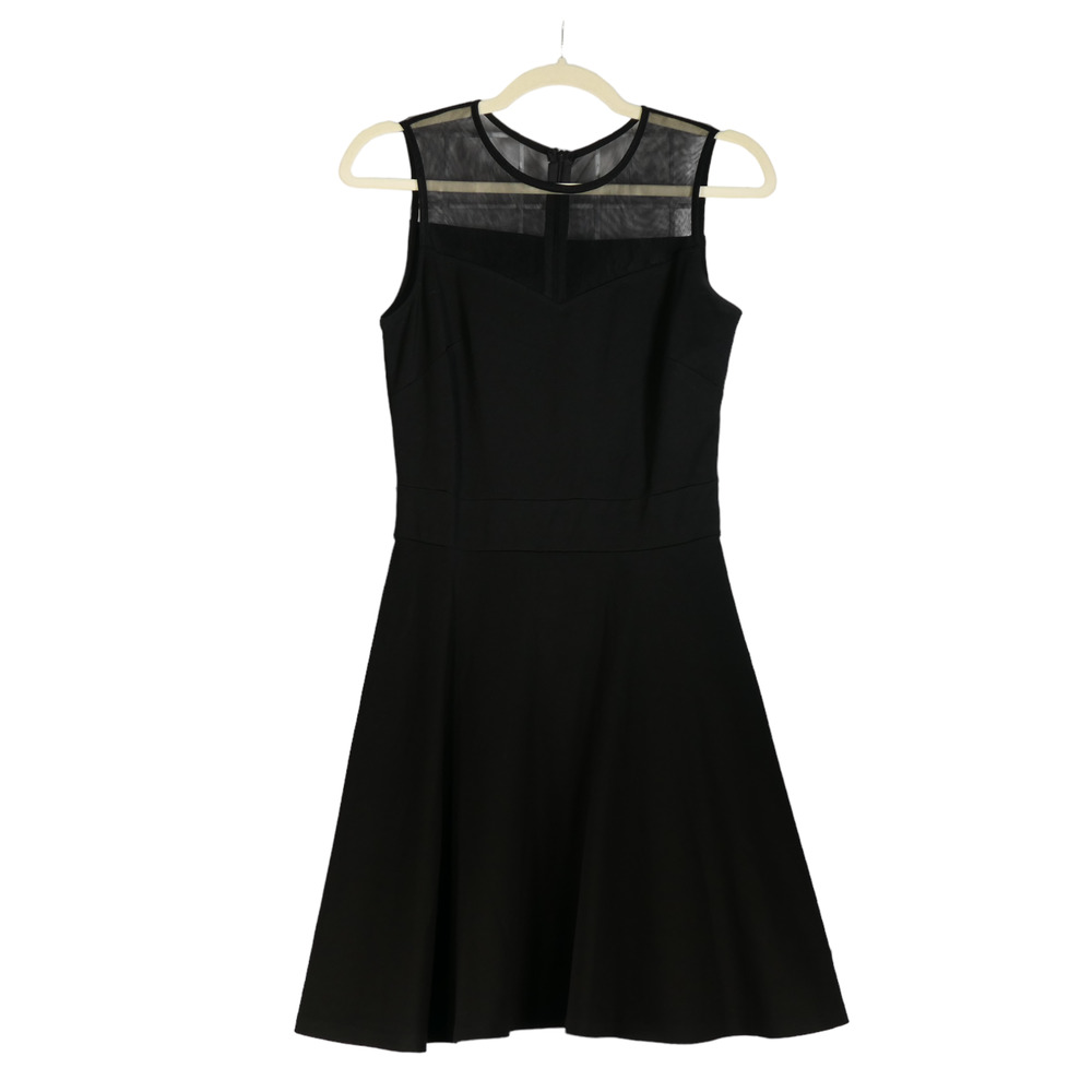 Heloise Fashion A Line Black Dress Womens Small Mesh Detail Career Casual LBD